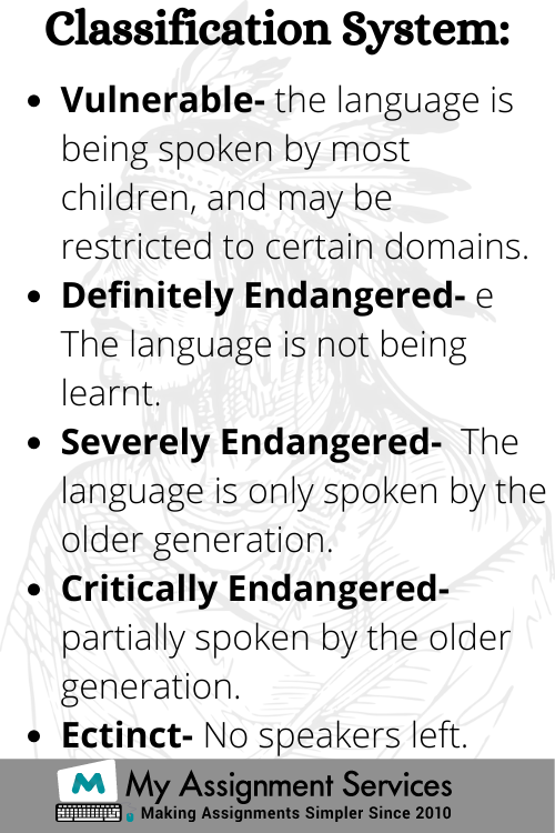Endangered Languages assignment classification system