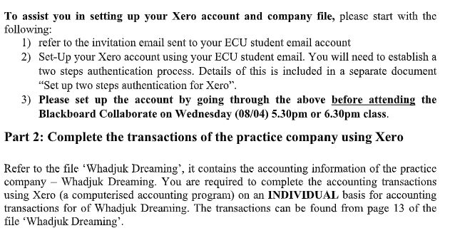 Xero Accounting Assignment 