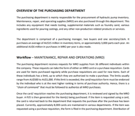 Overview of the Purchasing Department