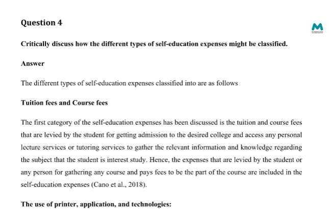 Question 4 self education expenses