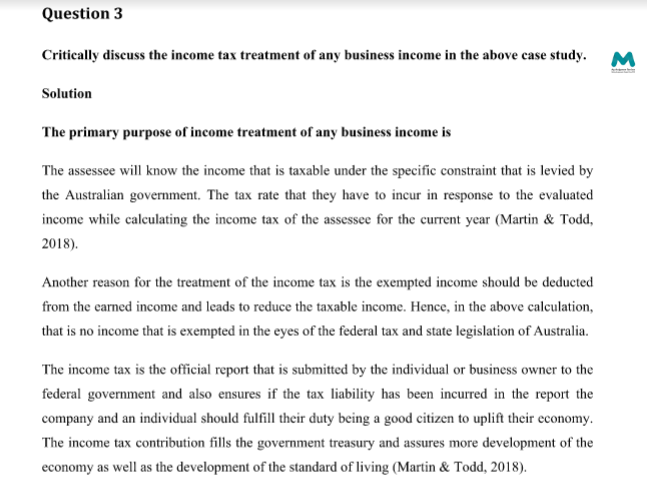 question 3 income tax treatment