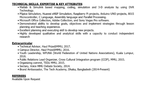 Technical skills expertise in personal statement