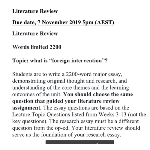 Security Studies Homework Help - Literature Review