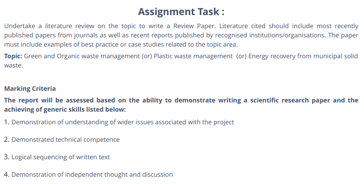 waste management assignment samples
