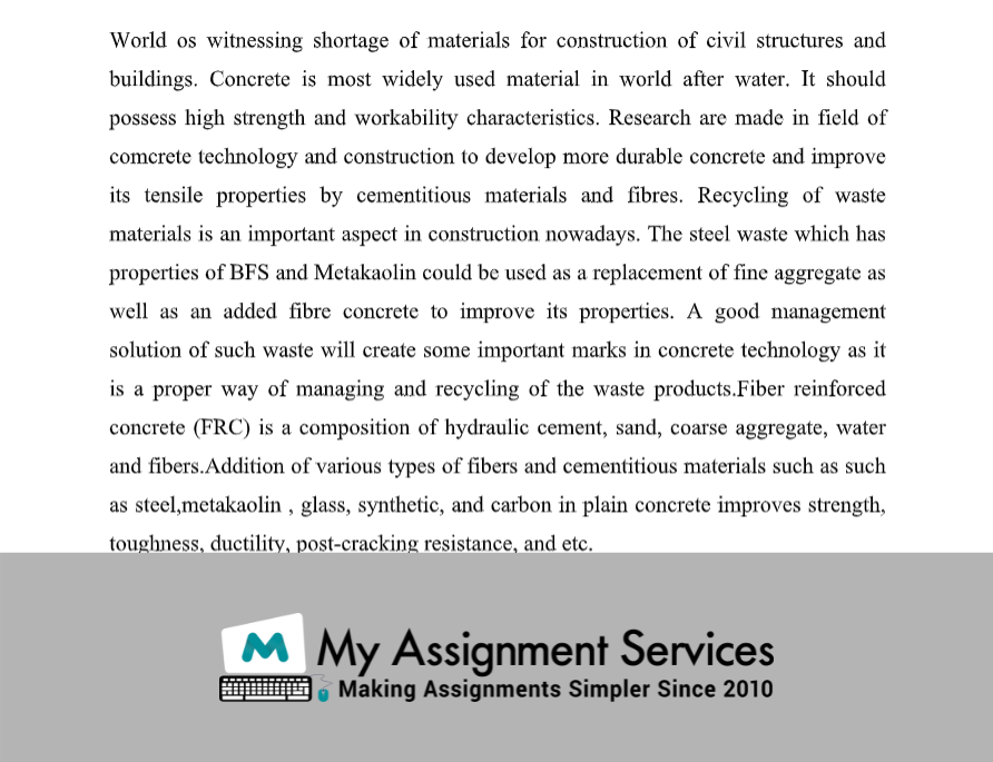 Concrete Technology Assignment Help Canada