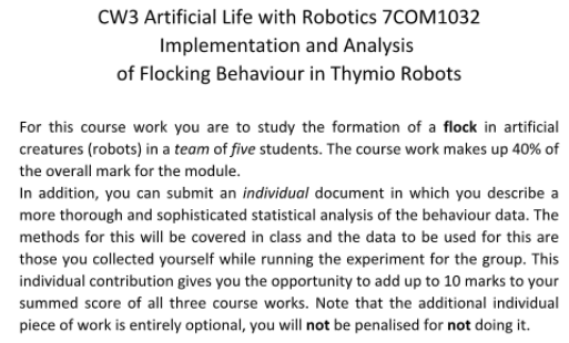 CW3 Artificial Life with Robotics  7COM1032