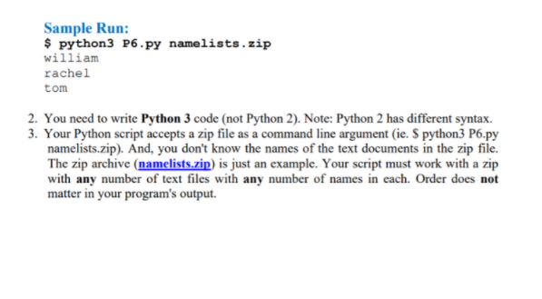 Sample Run Python3